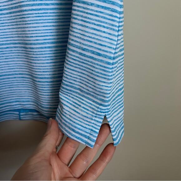 Under Armour Blue/White Striped Heat Gear Fitted Sleeveless Golf Polo Size Large - Picture 4 of 13